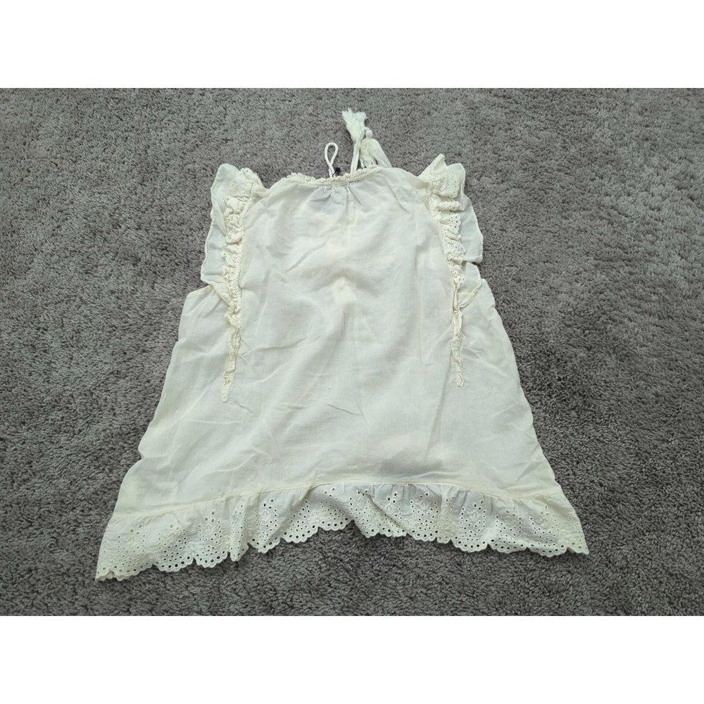 Steve Madden Blouse Womens S Ivory Ruffled Sleeve Lace Up Eyelet Relaxed Boho - Picture 5 of 6